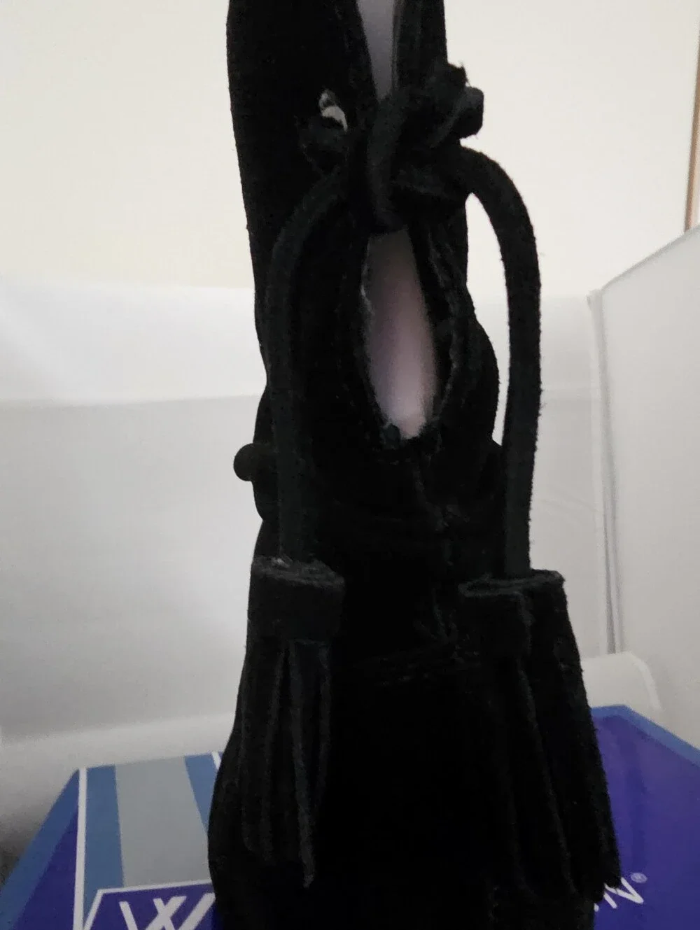 NIB White Mountain Women's Black Suede Wedge Ankle Boot with Tassel SZ 7.5